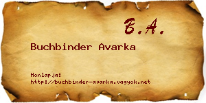 Buchbinder Avarka névjegykártya